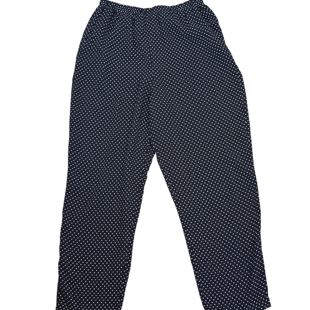 TEDDI Retro Polka Dot Pull On Tapered Leg Black & White Pants Pockets Size 14‎